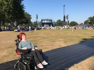 Me wheeling on the black pathway 