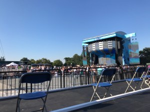 My view from the platform. There are chairs in front of me for others requiring access. The stage it to the far right at an angle.