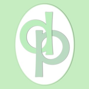 The Despite Pain logo is the letter d and p interlocking. They are in 2 shades of light green.