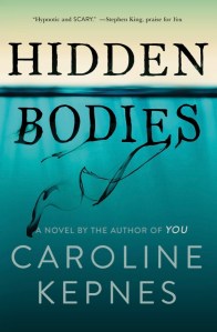 Hidden Bodies book cover. A close up of blue underwater with ripples. Title text is in black. 