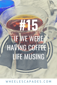 An image to pin. Glass mug filled with dark liquid is standing on a grey marble surface. 